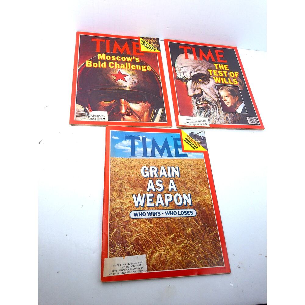 Vintage Time Magazine 1979 1980 Grain Iran Test Of Wills Moscow Set of 3